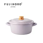 【FUJIHORO 富士琺瑯】 官方直營 COTTON PLUS 簡約+系列 雙耳附蓋琺瑯鍋 粉藕紫20cm/2.9L