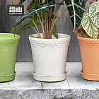 【日本霜山】復古風植纖環保花盆(附托盤)- 淺灰