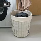【日本霜山】提把式不鏽鋼洗衣籃/置物籃(附防水布套)-27L