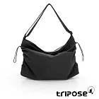 tripose MOVE微皺尼龍輕量抽繩斜背包-大  經典黑