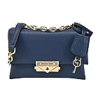 MICHAEL KORS 皮革+鍊條翻蓋肩背包 深藍