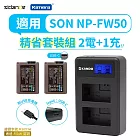 電池*2+雙槽充電器*1 Sidande SD-NP-FW50 USB充電式鋰電池 Type-C 接口 適用Sony專用型號 USB-C 相機電池 NP-FW50兼容電池