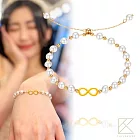 【TLH】黃金墜微笑珍珠手鍊 純金999 純愛戀人 約重0.05錢±0.01 小愛無限