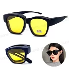 【SUNS】近視用外掛式折疊墨鏡 經典偏光折疊套鏡 抗UV400 包覆式太陽眼鏡 抗UV400 防眩光 砂黑框夜視鏡