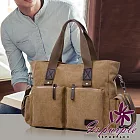 【iSPurple】復古灑脫 大容量手提斜背公事包/咖啡