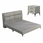 IDEA-米森質感貓抓皮5尺標準雙人床架三件組(床頭片+床底+床頭櫃) 淺灰色款