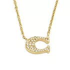 COACH 經典密鑲C字LOGO鍊墜項鍊 金色