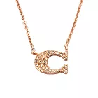 COACH 時尚密鑲C字LOGO鍊墜項鍊 玫瑰金色