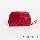 ZODENCE CRAFTSOUL進口真皮手工上色編織拉鍊零錢包  醇酒紅