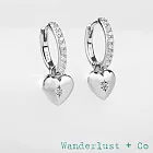 Wanderlust+Co 澳洲品牌 愛心吊飾小圓耳環｜14K鉑銀＋鋯石｜甜美2用設計 Heart Silver