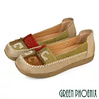 【GREEN PHOENIX】女 包鞋 便鞋 平底鞋 全真皮 寬楦 磨砂 復古 EU36 米色