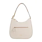 BURBERRY 金字燙印Logo 牛皮拉鍊口袋肩背包/HOBO包 (石灰白)