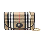 BURBERRY Highlands 格紋鏈帶斜背包- 沙色