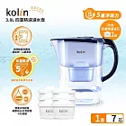 Kolin 歌林 3.8L濾水壺(內含四重濾芯*1)+五重淨垢濾芯6入(共1壺7芯/適用Brita  (藍色)