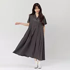 好我_Nicole有領短袖箱褶洋裝 4L-5L 墨灰