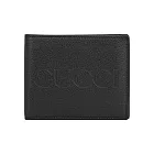 GUCCI Aria 系列標誌壓印皮革對開6卡短夾_展示品 (黑色)