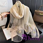 【Decoy】漸層色調 優雅珍珠釘珠薄款披肩圍巾/顏色可選 膚色