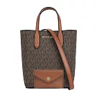 Michael Kors Vincent 滿版帆布附小袋迷你手提/斜背二用包 (棕色)