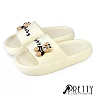 【Pretty】女 拖鞋 防水拖鞋 居家拖鞋 厚底 輕量 一字寬帶 EU36 白色