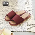 【日本霜山】和風皮質透氣亞麻底防滑室內拖鞋-多款可選- 紅27cm(40-41)