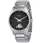 FOSSI Twist系列 型男器度魅力雙芯腕錶-銀X黑
