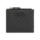 GUCCI Guccissima 壓印牛皮暗釦拉鍊二折短夾_展示品 (黑色)