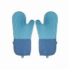 【Homely Zakka】北歐高顏值加厚耐高溫防水矽膠多層隔熱防燙手套1雙_4色任選 莫蘭迪藍