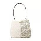 MICHAEL KORS Pratt 中型雙色金屬質感標誌性Logo單肩包- 淡金色