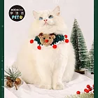 摩達客寵物-聖誕麋鹿風深綠編織領巾圍巾圍脖圍兜兜-多尺寸可選-耶誕派對裝扮_中小型貓狗適用 XS