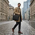 Knirps 德國紅點 商務二用電腦包/公事包 (14吋筆電/碳纖紋牛皮/防潑水)