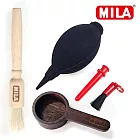 MILA 咖啡清潔組(原木短柄匙+原木毛刷+大型氣吹)