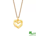 幸運草金飾 愛的光波黃金墜子  送玫瑰鋼項鍊