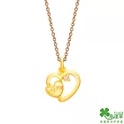 幸運草金飾 那一刻心動黃金墜子  送玫瑰鋼項鍊