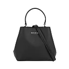 Michael Kors Pratt 銀字素面手提/斜背二用小款水桶包 (黑色)