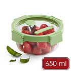 《LEKUE》圓形可微波玻璃密封保鮮盒 - 嫩綠650ml