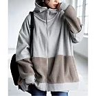 日本Antiqua｜抓毛絨連帽外套｜寬鬆長袖｜高領帽T外套｜小臉設計｜雙邊口袋｜堆疊搭配｜男女適穿 淺灰