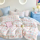 《DUYAN 竹漾》台灣製 精梳純棉雙人加大床包被套四件組 / 甜莓蘇打