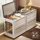 【收納職人】日式簡約超大容量可折疊翻蓋防塵收納櫃/收納推車/玩具置物箱_3款任選  灰蓋+透明門