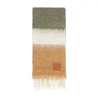 LOEWE Anagram 皮標條紋漸層海馬毛及羊毛圍巾 (酪梨綠)