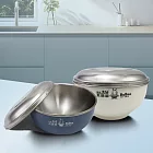 豆豆316不鏽鋼隔熱碗-附不鏽鋼蓋-14cm-莫蘭迪藍x1+白色x1
