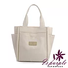 【iSPurple】復古拖特 手提立體帆布單肩包/米白 米白