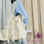 【iSPurple】拼接簍空*針織沙灘單肩托特包/杏色 杏色