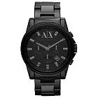 Armani Exchange 戰士風範三眼計時運動腕錶-黑+晶鑽-AX2093