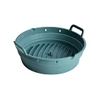 【Homely Zakka】多功能可折疊加厚矽膠氣炸鍋內鍋/矽膠烤盤/烤箱托盤/防油烤盤附贈隔板1入_4款任選 圓形北歐藍