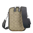 COACH 緹花布拼皮革斜背包 卡其