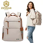 【ZENDAR】台灣總代理 限量3折 頂級高彈性防潑水休閒後背包 琪拉系列 全新專櫃展示品(米白色 女包)