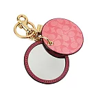 COACH 圓形皮革化妝鏡鑰匙圈/吊飾 玫粉