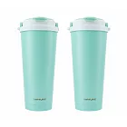 MATURE美萃 陶瓷不鏽鋼雙飲保溫杯附吸管刷700ml-三色可選2入組 CY-2001 -湖水綠 2入組
