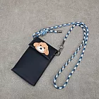 Be Two 手工皮件 ∣ 真皮側背包  藍色牛皮手機袋﹢貴賓狗頭