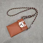 Be Two 手工皮件 ∣ 真皮側背包  棕色牛皮手機袋﹢法國鬥牛犬頭